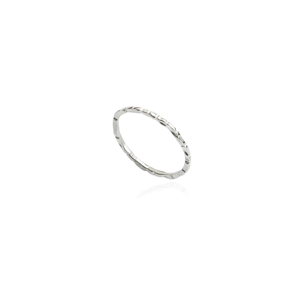 925 Sterling Silver Minimalist Hammered Skinny Knuckle Stacking Rings