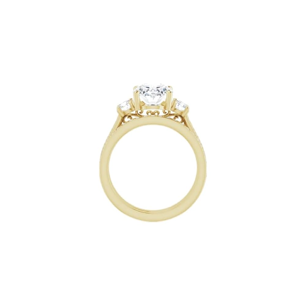 10K/14K/18K Solid Yellow Gold Handmade Engagement Ring, 1CT-3CT Oval Cut Moissanite Solitaire Ring, Diamond Wedding Ring Set for Women/Her, Anniversary/Propose Ring, VVS1