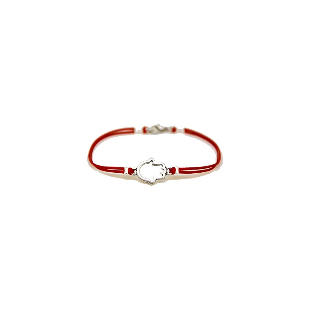 Hamsa red string bracelet for men, men's bracelet with silver plated Hamsa charm, red cotton cord, Jewish gift for him, evil eye protection Jewish jewelry from Israel