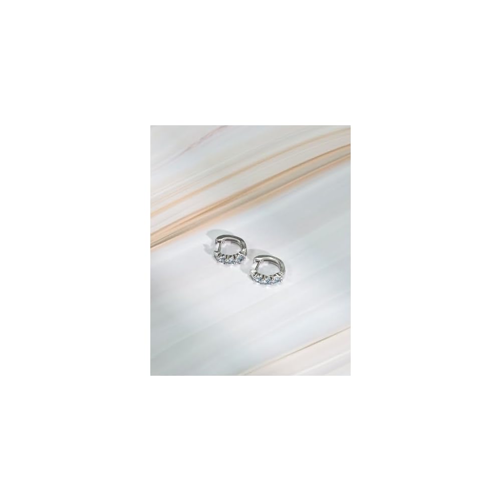 Silver Tiny Blue Topaz Huggie Hoop Earrings for Women, Birthstone Aquamarine-Inspired Earrings, Minimalist Everyday Jewelry