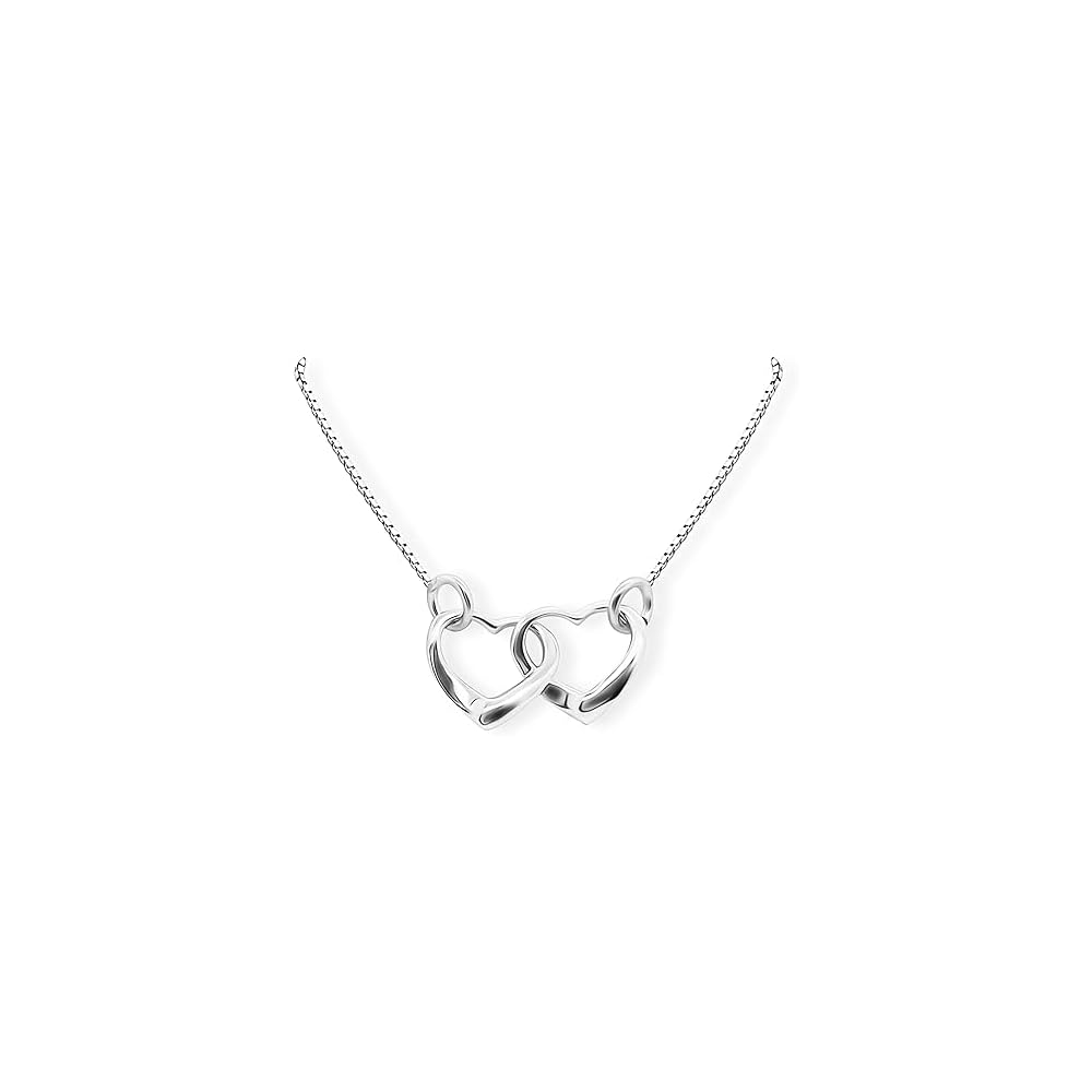 Sterling Silver Interlocking Hearts Necklace for Women, Wife, Girlfriend - Mother Daughter Intertwined Hearts Necklace, Granddaughter Christmas Gift