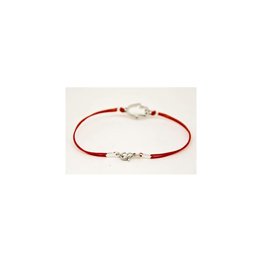 Hamsa red string bracelet for men, men's bracelet with silver plated Hamsa charm, red cotton cord, Jewish gift for him, evil eye protection Jewish jewelry from Israel