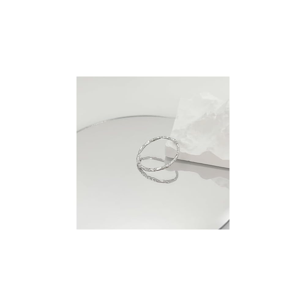 925 Sterling Silver Minimalist Hammered Skinny Knuckle Stacking Rings