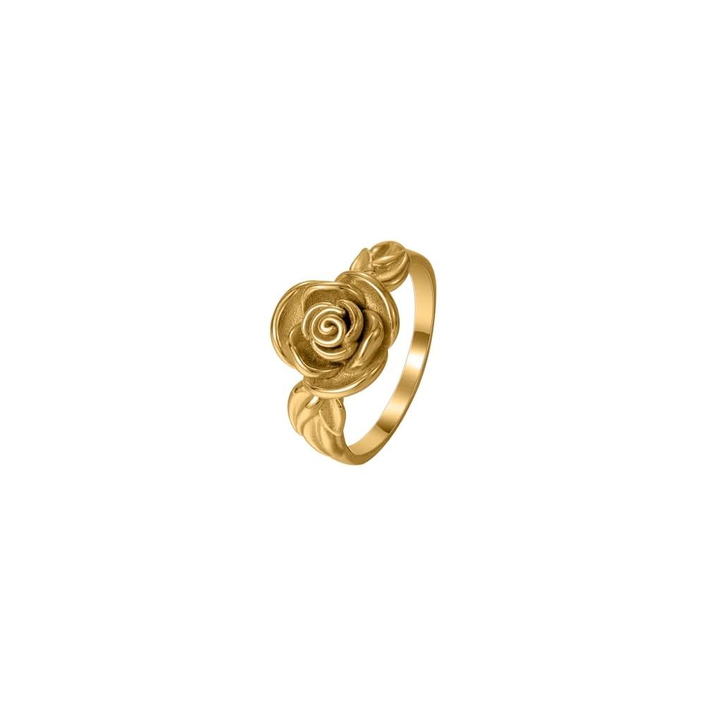 Rose Flower Ring – 18K Gold Plated Women’s Ring, Romantic Floral Jewelry, Vintage Rose Design, Elegant Promise Anniversary Jewelry Birthday or Valentine’s Day Gift for Her