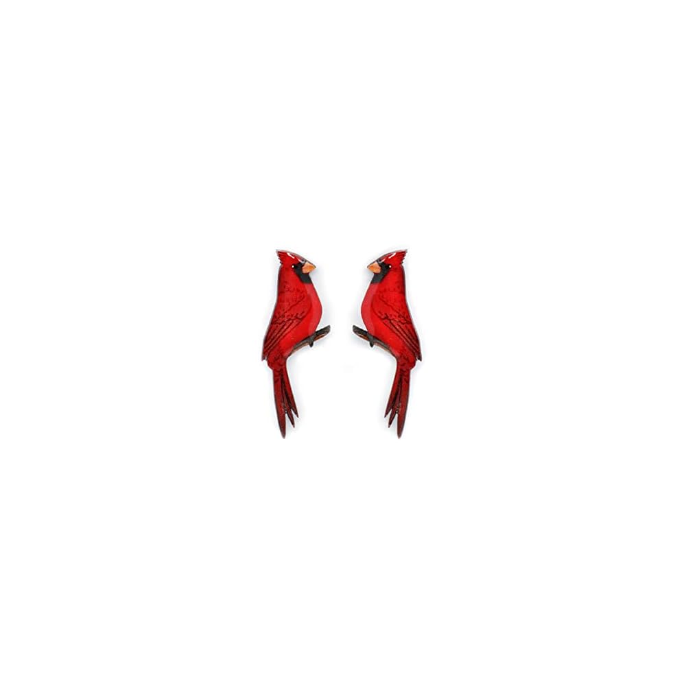 Northern cardinal handmade stud bird earrings for women stainless steel post