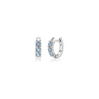 Silver Tiny Blue Topaz Huggie Hoop Earrings for Women, Birthstone Aquamarine-Inspired Earrings, Minimalist Everyday Jewelry