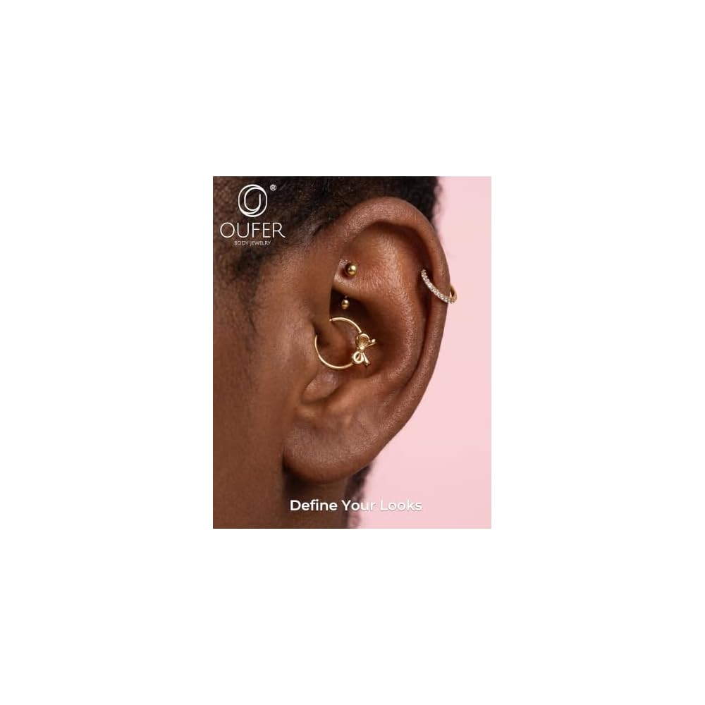 OUFER 316L Surgical Steel Bow Septum Rings, 16G Septum Piercing Jewelry