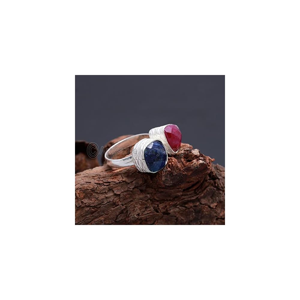 Blue Sapphire Ring, Handmade Ring For Women, Ruby Corundum Gold Ring, Statement Rings, 925 Solid Silver Ring, Stackable Rings, Minimalist Silver Ring, Bezel Setting Ring, Anniversary Gift
