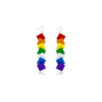 Rainbow Toy Bricks Earrings for Women Girls DIY Acrylic Drop Dangle Earrings Unisex Rainbow Jewelry Pride Day Accessories Gifts