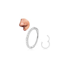 20G 18G Titanium Nose Ring Hoop, Cartilage Hoop Earrings for Women Men, Hinged Silver Gold CZ Nose Ring Upper Ear Tragus Daith Conch Helix Septum Nose Piercing Jewelry 6/8/10mm