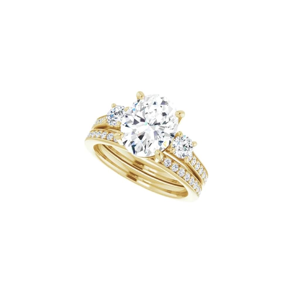 10K/14K/18K Solid Yellow Gold Handmade Engagement Ring, 1CT-3CT Oval Cut Moissanite Solitaire Ring, Diamond Wedding Ring Set for Women/Her, Anniversary/Propose Ring, VVS1