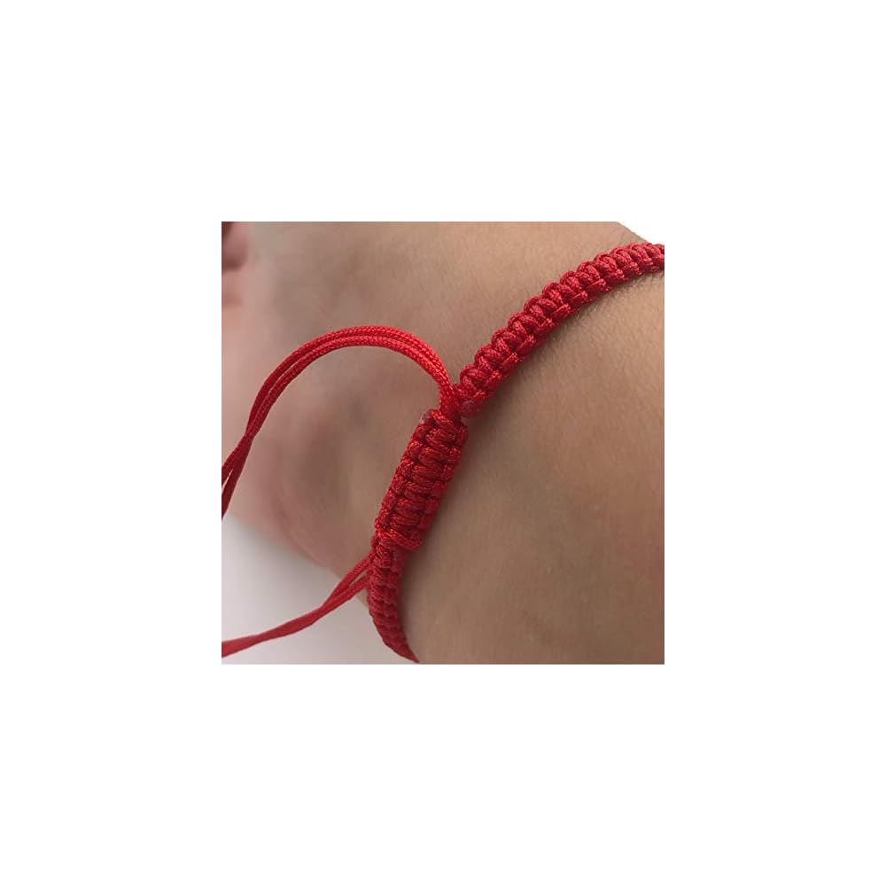Handwoven Red Thread with Saint Michael Archangel Medal and Cultured Fresh Water Pearl - Catholic Protection Bracelet Adjustable Size for Women