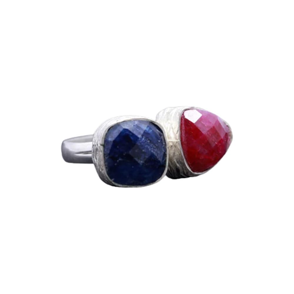 Blue Sapphire Ring, Handmade Ring For Women, Ruby Corundum Gold Ring, Statement Rings, 925 Solid Silver Ring, Stackable Rings, Minimalist Silver Ring, Bezel Setting Ring, Anniversary Gift