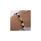 Cultured Freshwater Pearl Bracelet With St Benedict Medal on Adjustable Red String for Women