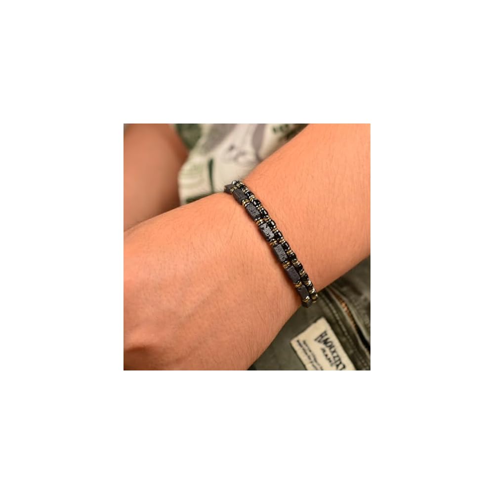Men’s Obsidian Hematite Bracelet Adjustable Handmade Gift for Men