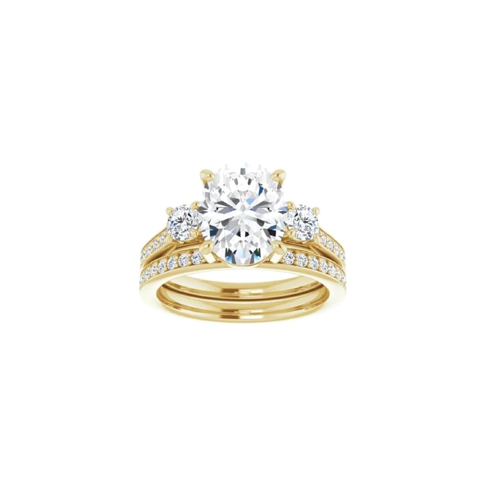 10K/14K/18K Solid Yellow Gold Handmade Engagement Ring, 1CT-3CT Oval Cut Moissanite Solitaire Ring, Diamond Wedding Ring Set for Women/Her, Anniversary/Propose Ring, VVS1