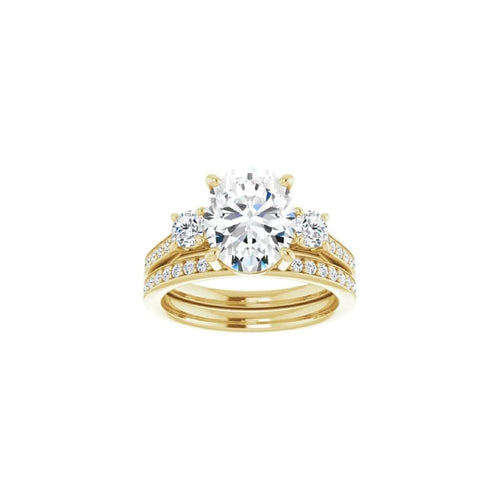 10K/14K/18K Solid Yellow Gold Handmade Engagement Ring, 1CT-3CT Oval Cut Moissanite Solitaire Ring, Diamond Wedding Ring Set for Women/Her, Anniversary/Propose Ring, VVS1