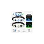 2-Pack Men's Cross Bracelet, Handmade Glow Lava Stone Beaded Set
