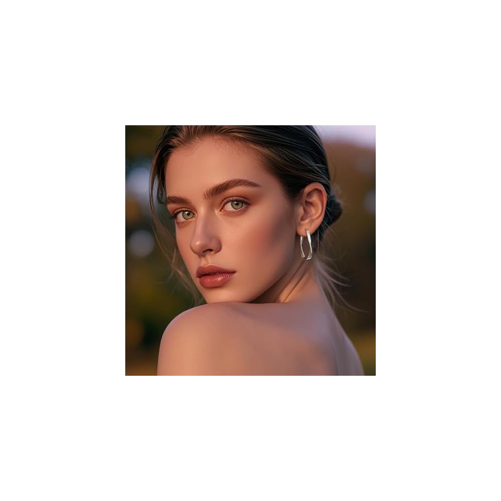 Sterling Silver Hoop Earrings Lightweight Hypoallergenic Spiral Twist Mobius Earrings for Women