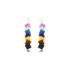 Rainbow Toy Bricks Earrings for Women Girls DIY Acrylic Drop Dangle Earrings Unisex Rainbow Jewelry Pride Day Accessories Gifts