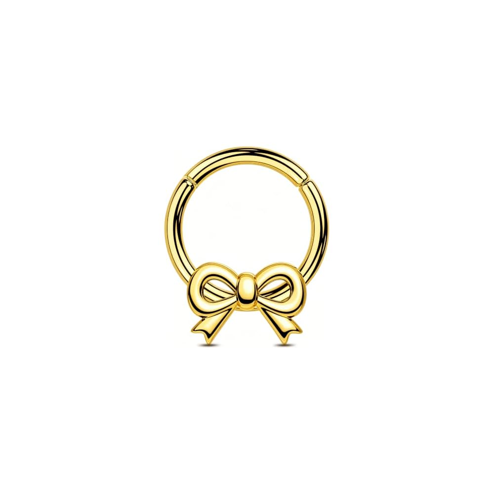 OUFER 316L Surgical Steel Bow Septum Rings, 16G Septum Piercing Jewelry