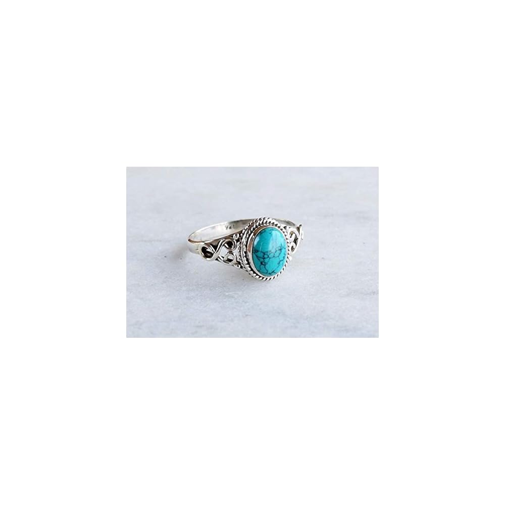 Turquoise Stone Ring 925 Sterling Silver Statement Ring For Women Handmade Gemstone Christmas Jewellery Gift For Her