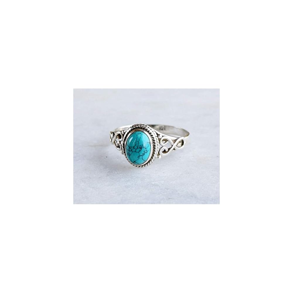 Turquoise Stone Ring 925 Sterling Silver Statement Ring For Women Handmade Gemstone Christmas Jewellery Gift For Her