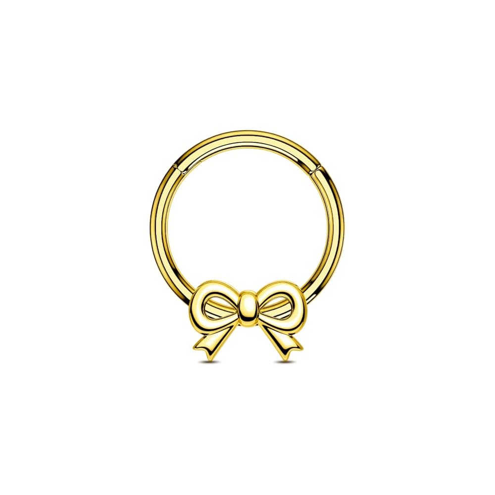 OUFER 316L Surgical Steel Bow Septum Rings, 16G Septum Piercing Jewelry