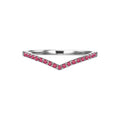 Ruby Wedding Band For Women, 14K Gold Finish Silver V Shape Ring, Chevron Stackable Ruby Band, Matching Wedding Band