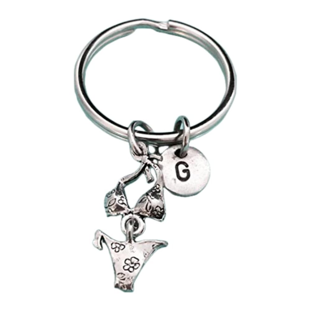 Bathing suit keychain, bathing suit charm, bikini keychain, personalized keychain, initial keychain, initial charm, customized, monogram