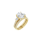 10K/14K/18K Solid Yellow Gold Handmade Engagement Ring, 1CT-3CT Oval Cut Moissanite Solitaire Ring, Diamond Wedding Ring Set for Women/Her, Anniversary/Propose Ring, VVS1