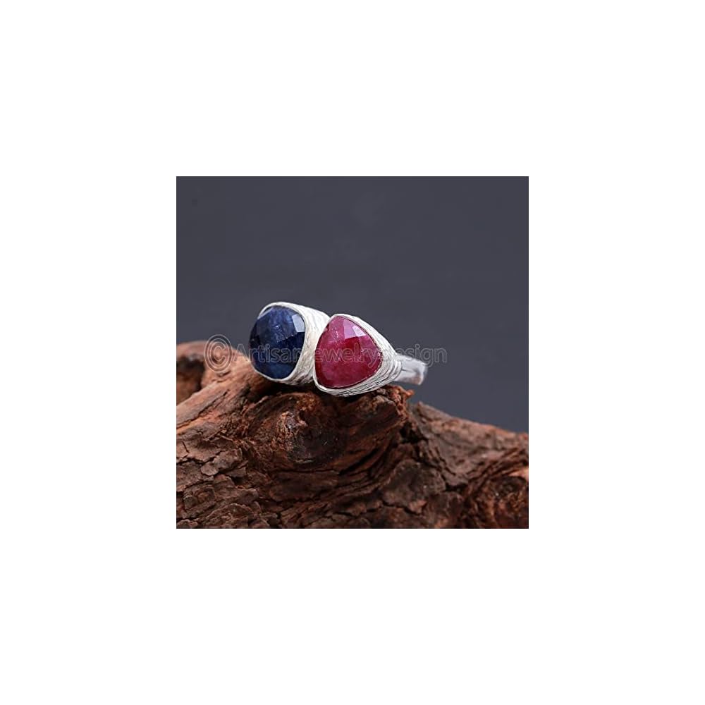 Blue Sapphire Ring, Handmade Ring For Women, Ruby Corundum Gold Ring, Statement Rings, 925 Solid Silver Ring, Stackable Rings, Minimalist Silver Ring, Bezel Setting Ring, Anniversary Gift