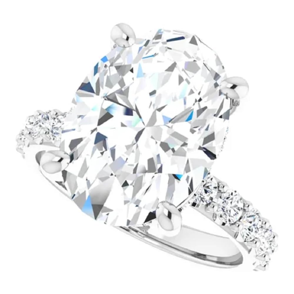 1CT-12CT Oval Moissanite Engagement Ring | Wedding/Bridal Ring Set | Solitaire Halo Style, Solid Sterling Silver Vintage Bridal Rings Gift for Her