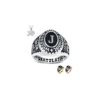 PJM Mementos Made in USA Customized Class Rings 925 Sterling Silver Personalized Women's Men's Class Ring 2026 2027 2028 Custom Graduation Ring High School Graduation