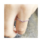 Ruby Wedding Band For Women, 14K Gold Finish Silver V Shape Ring, Chevron Stackable Ruby Band, Matching Wedding Band