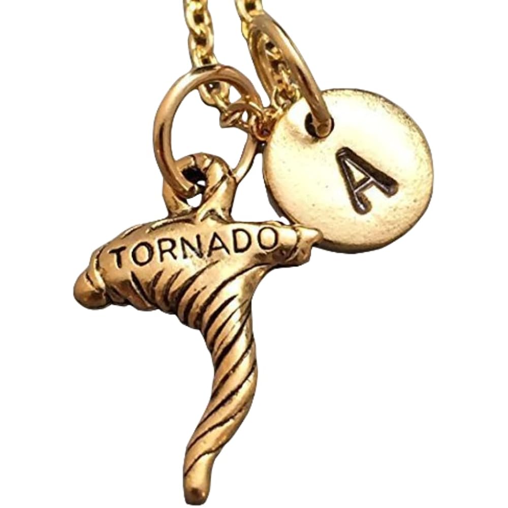 Tornado necklace, tornado charm, outdoor necklace, personalized necklace, initial necklace, initial charm, monogram