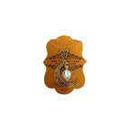 Silver Crescent Moon with Glow In The Dark Caged Essence Steampunk Cosplay Costume Pendant Necklace