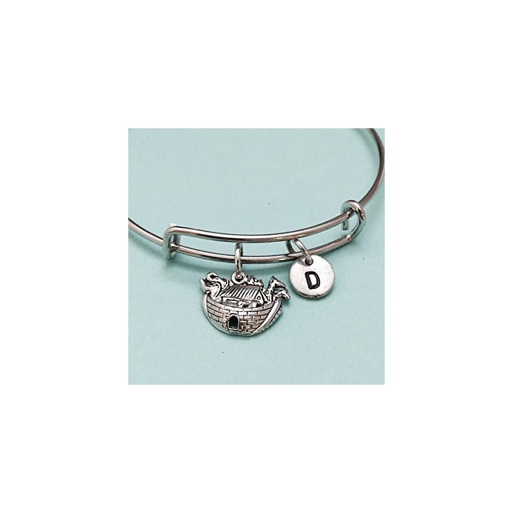 Noah's ark bangle, Noah's ark charm bracelet, expandable bangle, charm bangle, personalized bracelet, initial bracelet, monogram