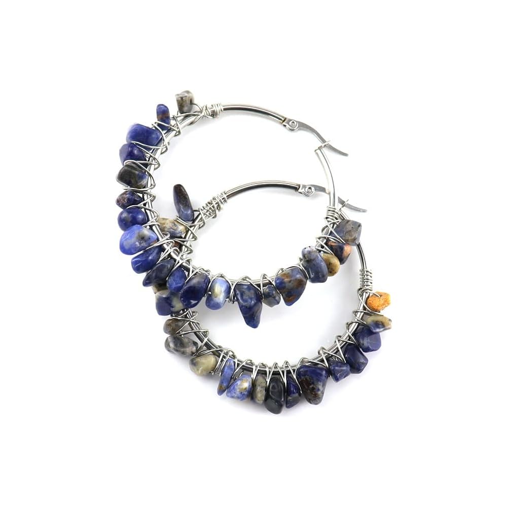 Handmade Crystals Earrings for Women 14K Gold-Plated Wire Wrapped Healing Tumbled Stone Eardrop Earrings Boho Natural Raw Amethyst Earrings Healing Crystals Earrings