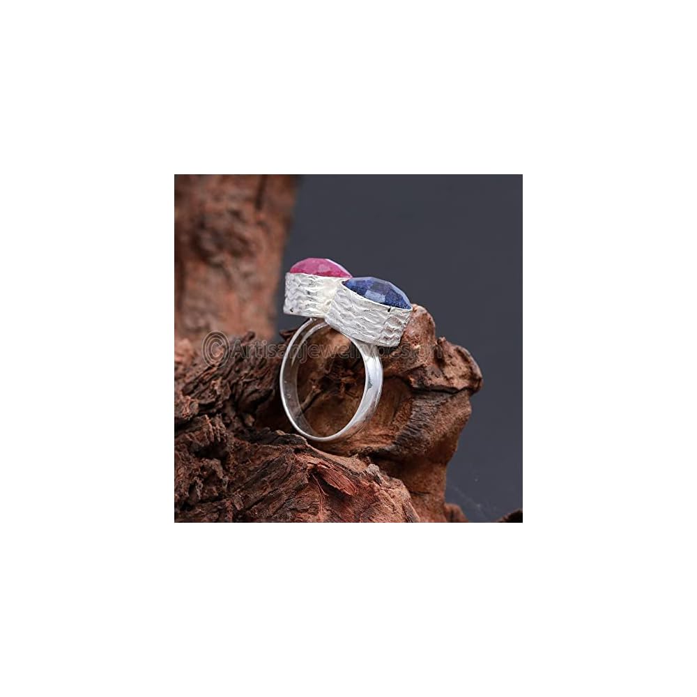 Blue Sapphire Ring, Handmade Ring For Women, Ruby Corundum Gold Ring, Statement Rings, 925 Solid Silver Ring, Stackable Rings, Minimalist Silver Ring, Bezel Setting Ring, Anniversary Gift