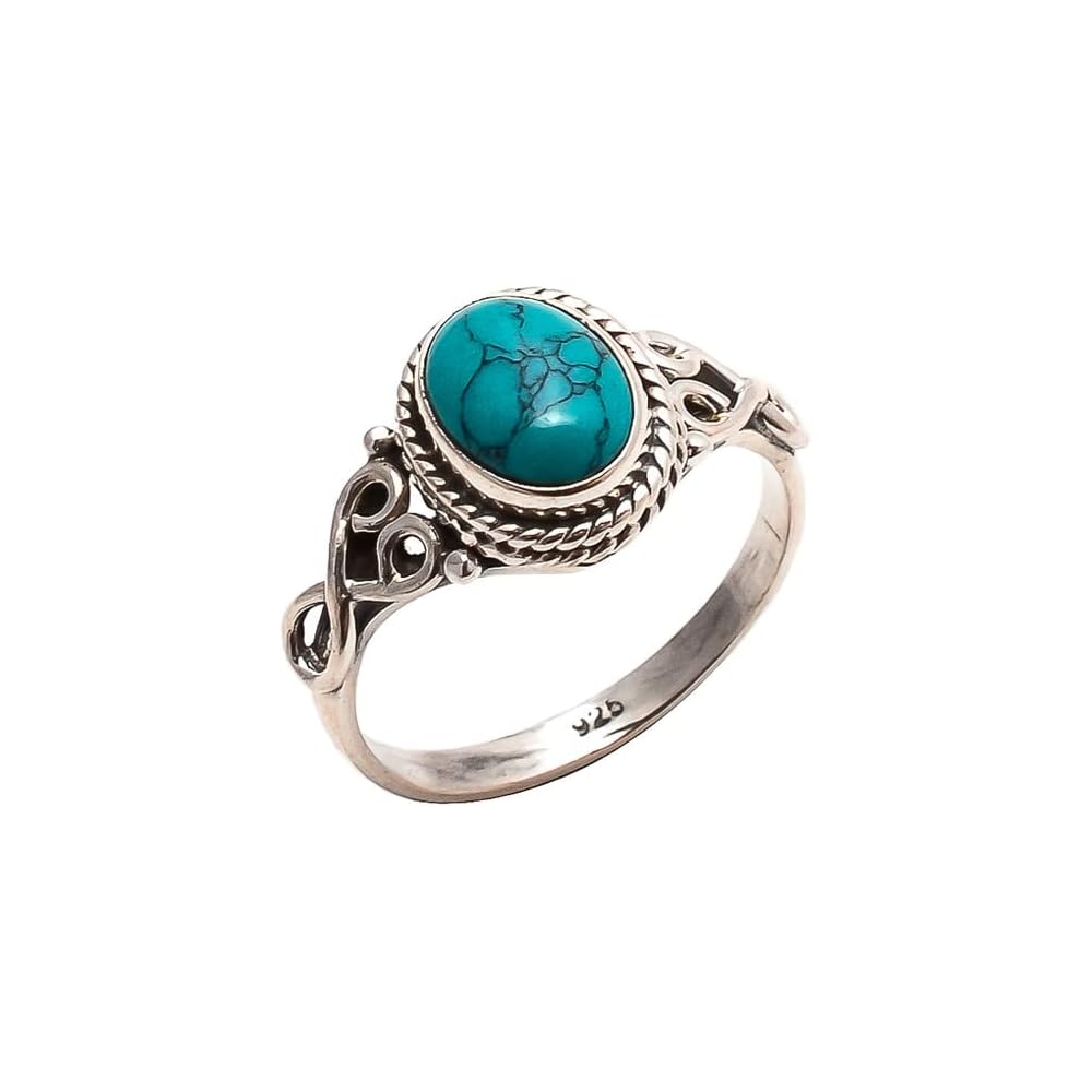 Turquoise Stone Ring 925 Sterling Silver Statement Ring For Women Handmade Gemstone Christmas Jewellery Gift For Her