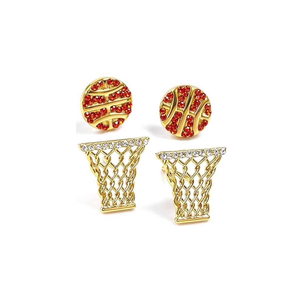 Sports Earrings for Women, 18K Gold Plated Stud Earring Set Jewelry Gifts