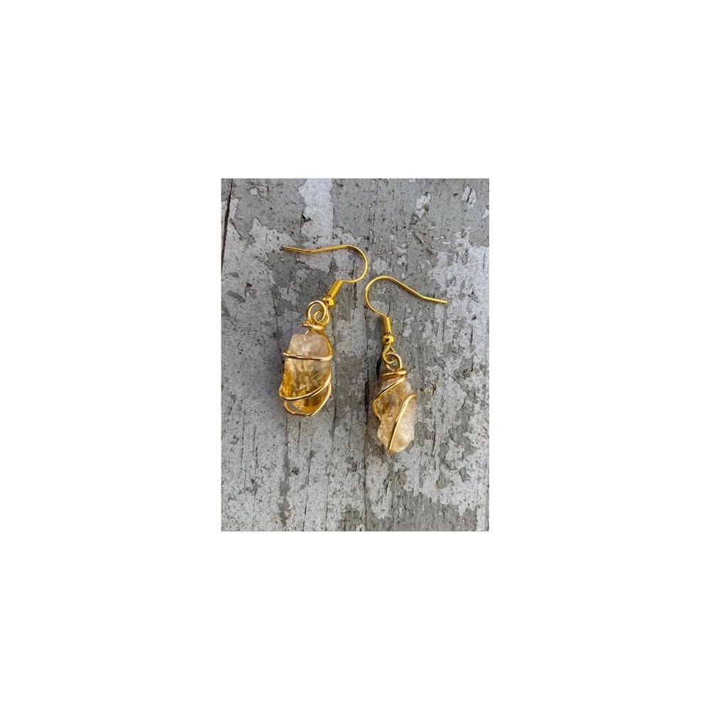 Citrine Crystal Earrings, Citrine Earrings, Dangle Earrings, Birthstone Earrings, Wire wrapped crystal, Crystal Earrings, Pair