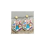 2 Pairs Cute Teacher Earrings for Women Unique Caterpillar Dangle Earrings Handmade Wooden Book Crayons Mouse Earrings Teachers Appreciation Day Gifts