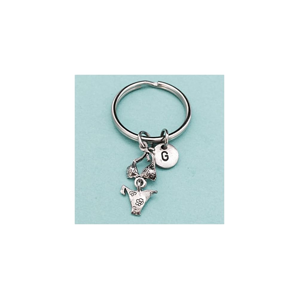Bathing suit keychain, bathing suit charm, bikini keychain, personalized keychain, initial keychain, initial charm, customized, monogram