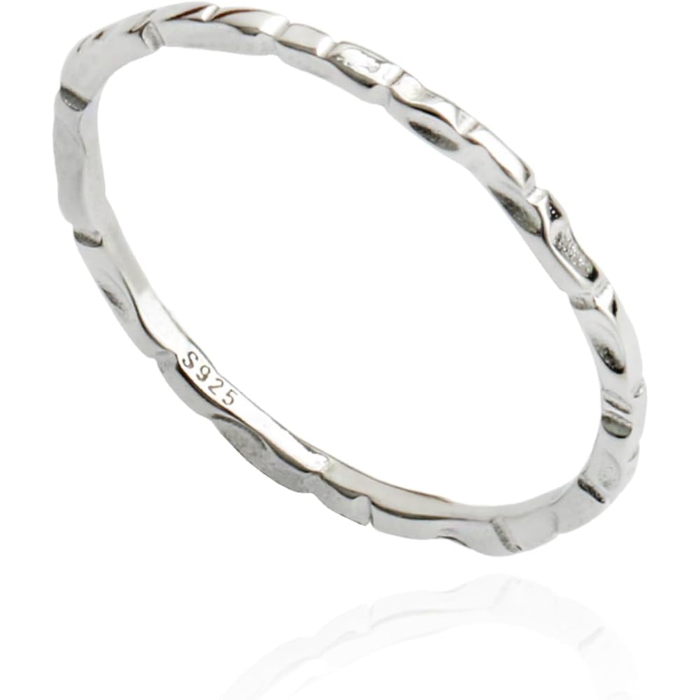925 Sterling Silver Minimalist Hammered Skinny Knuckle Stacking Rings