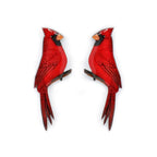Northern cardinal handmade stud bird earrings for women stainless steel post
