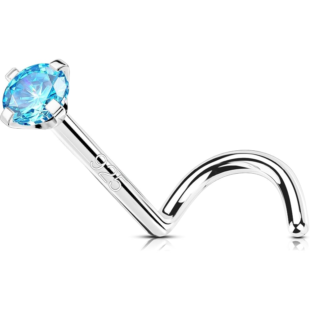 OUFER 925 Sterling Silver Small Nose Rings, 20G Nose Studs, Nostril Nose Piercing Jewelry, Screw Nose Rings For Women Men, Hypoallergenic Nose Rings Studs with Tiny CZ Diamond