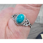 Turquoise Stone Ring 925 Sterling Silver Statement Ring For Women Handmade Gemstone Christmas Jewellery Gift For Her