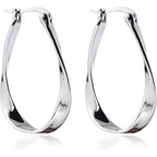 Sterling Silver Hoop Earrings Lightweight Hypoallergenic Spiral Twist Mobius Earrings for Women